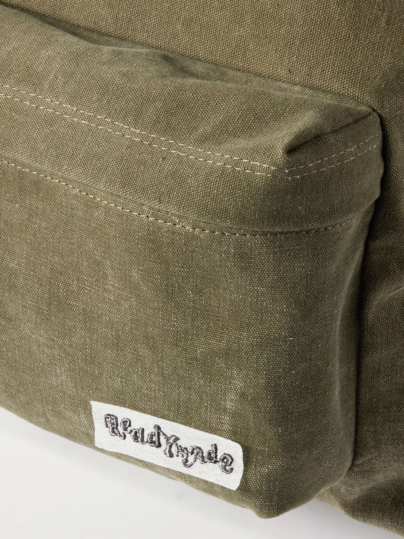 Logo-Appliquéd Distressed Cotton-Canvas Backpack - 5