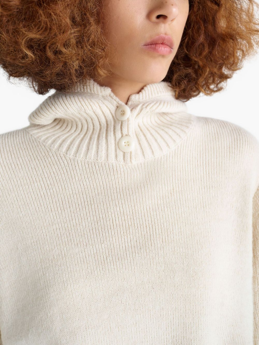 buttoned ribbed-knit sweater - 5