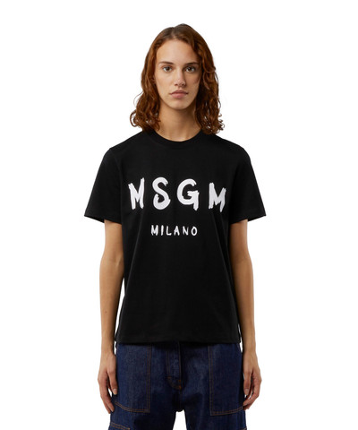 MSGM Cotton T-shirt in solid colour with logo outlook