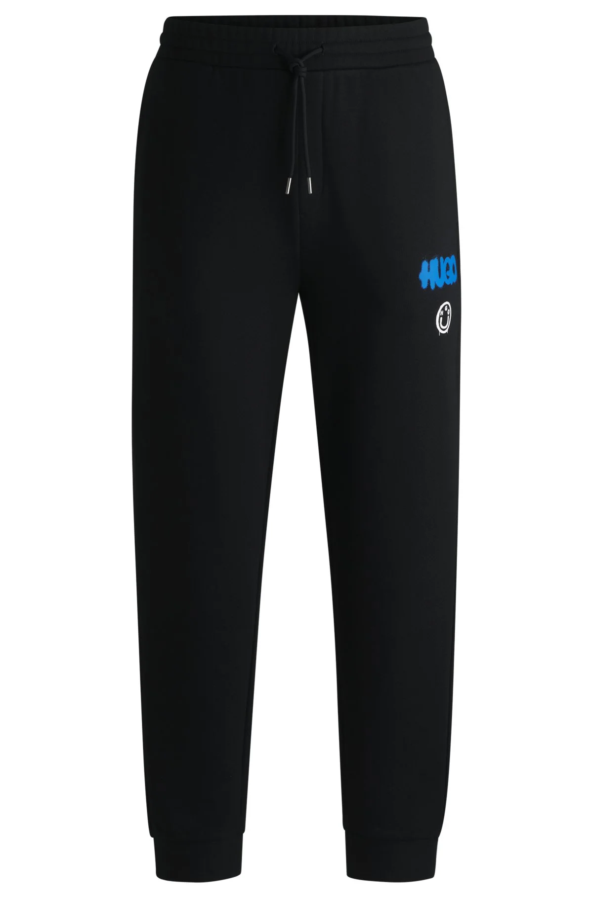 COTTON-TERRY TRACKSUIT BOTTOMS WITH HAPPY HUGO LOGO - 1