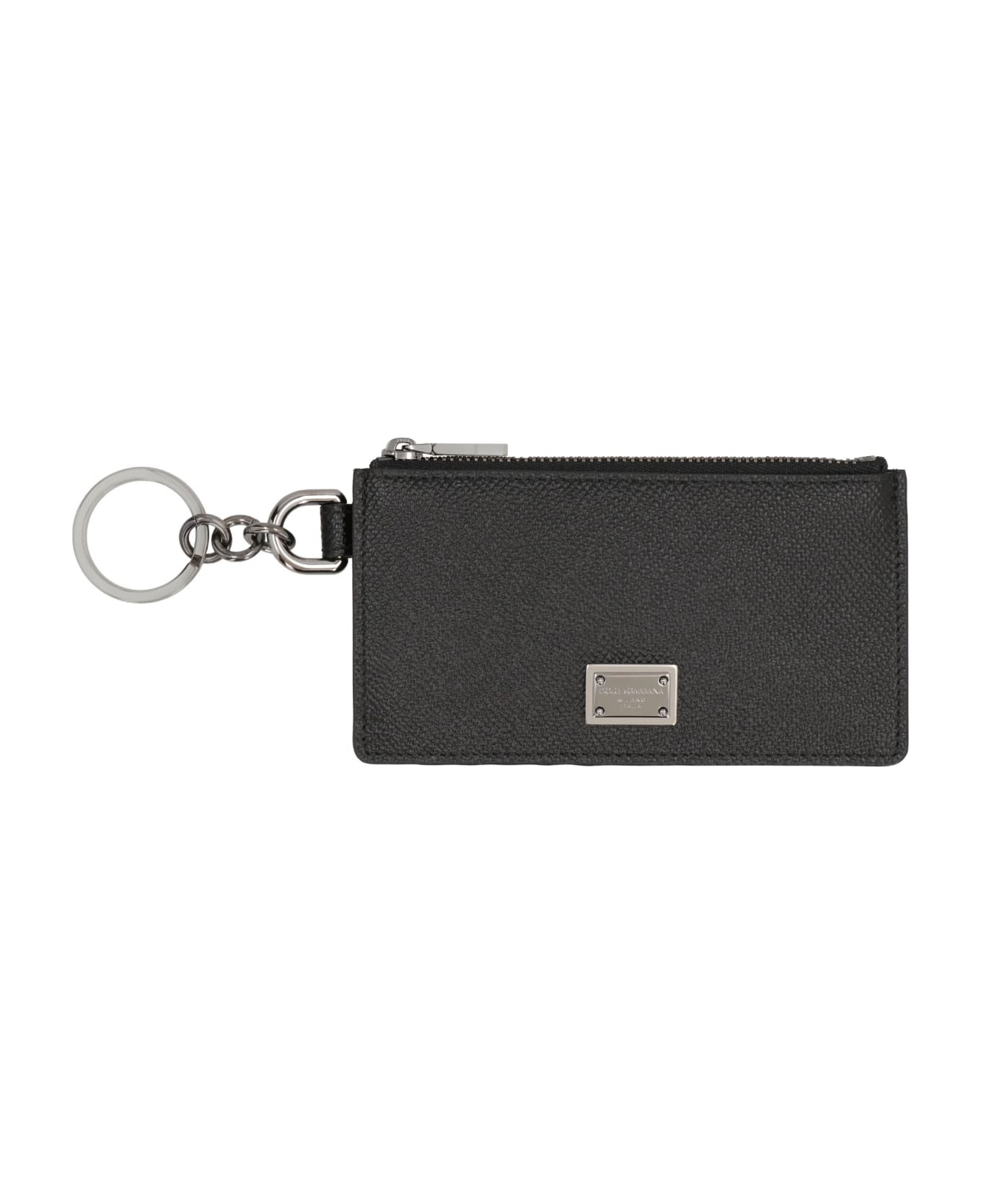 Calfskin Card Holder With Ring And Logo Tag - 2