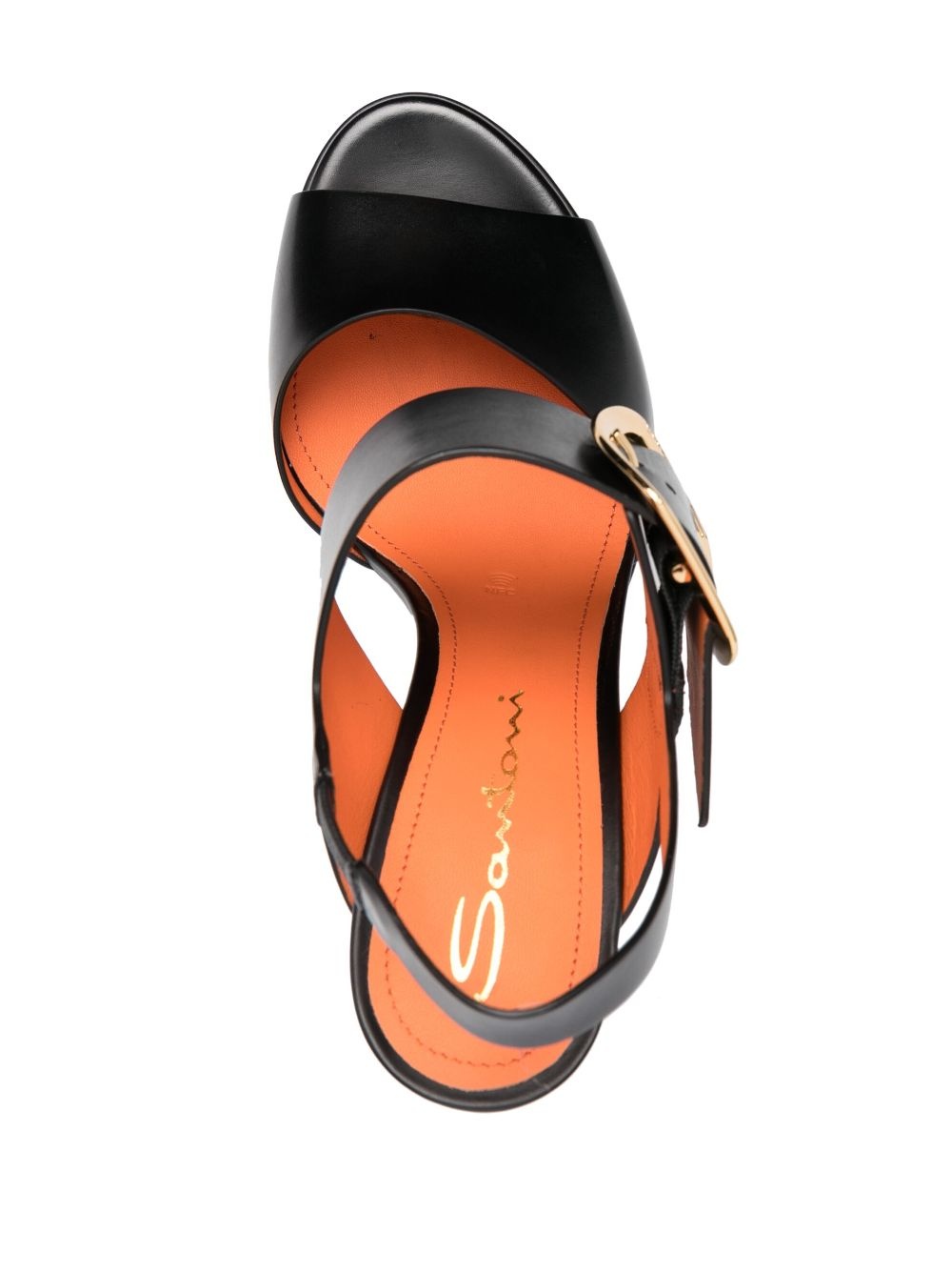 logo-buckle block-heel sandals - 4