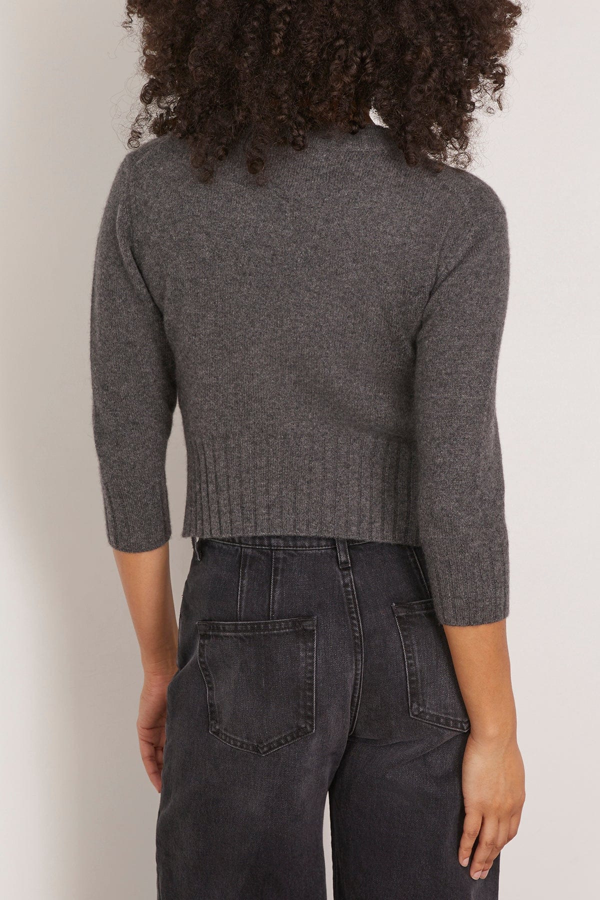 Mora Cropped Sweater in Anthracite Melange - 4