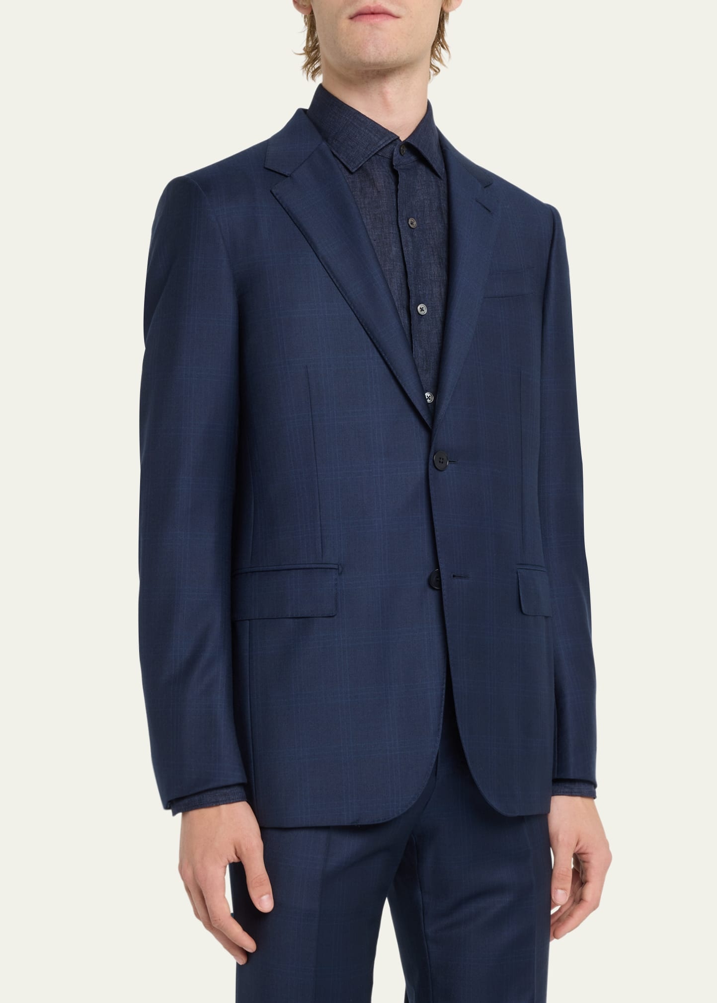 Men's Tonal Plaid Wool Suit - 4