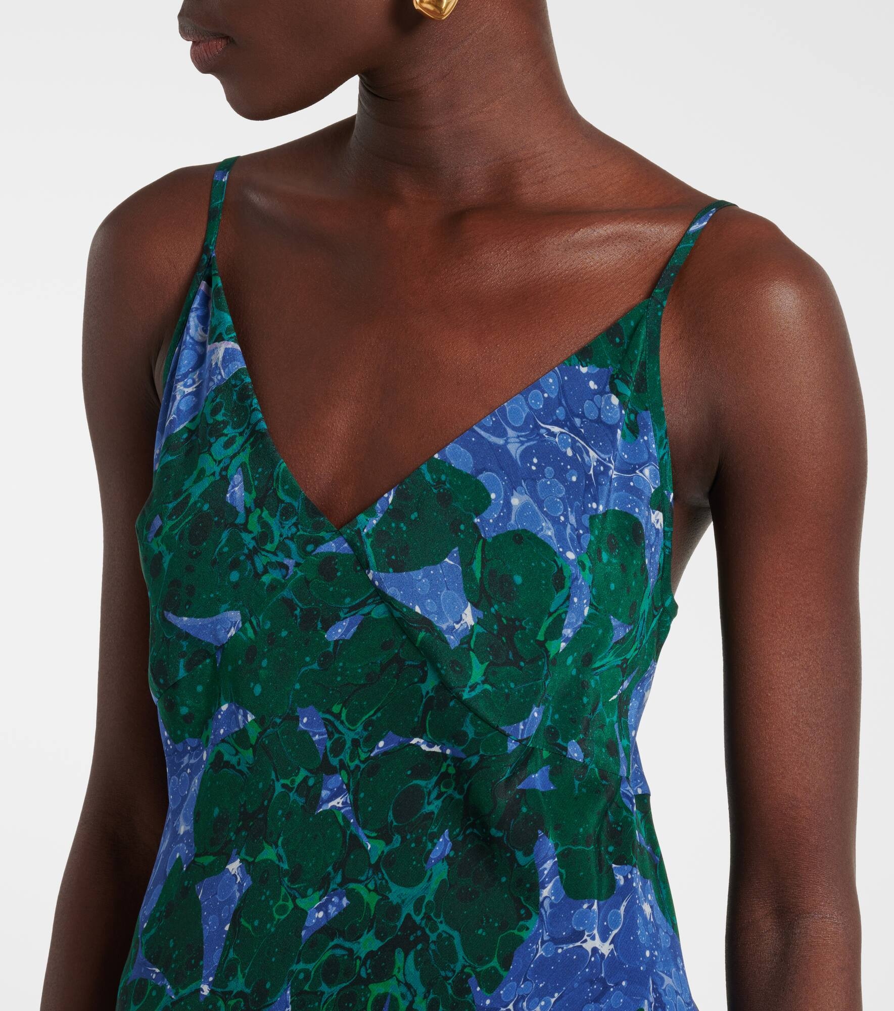 Printed silk slip dress - 4