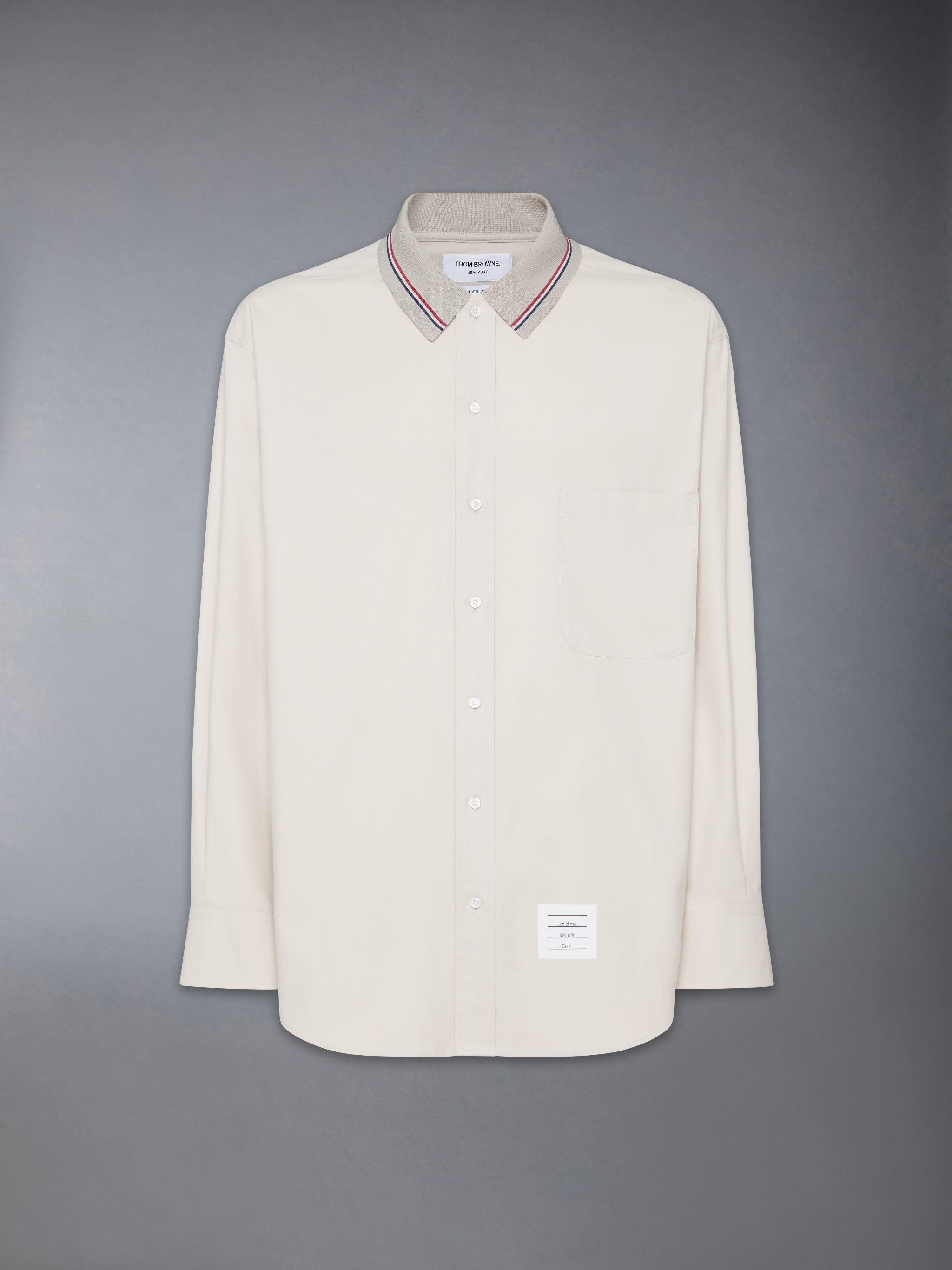 【関税込み】Thom Browne ネイビー オーバーサイズ シャツ Thom Browne: ネイビー オーバーサイズ ミディアムウェイト 長袖