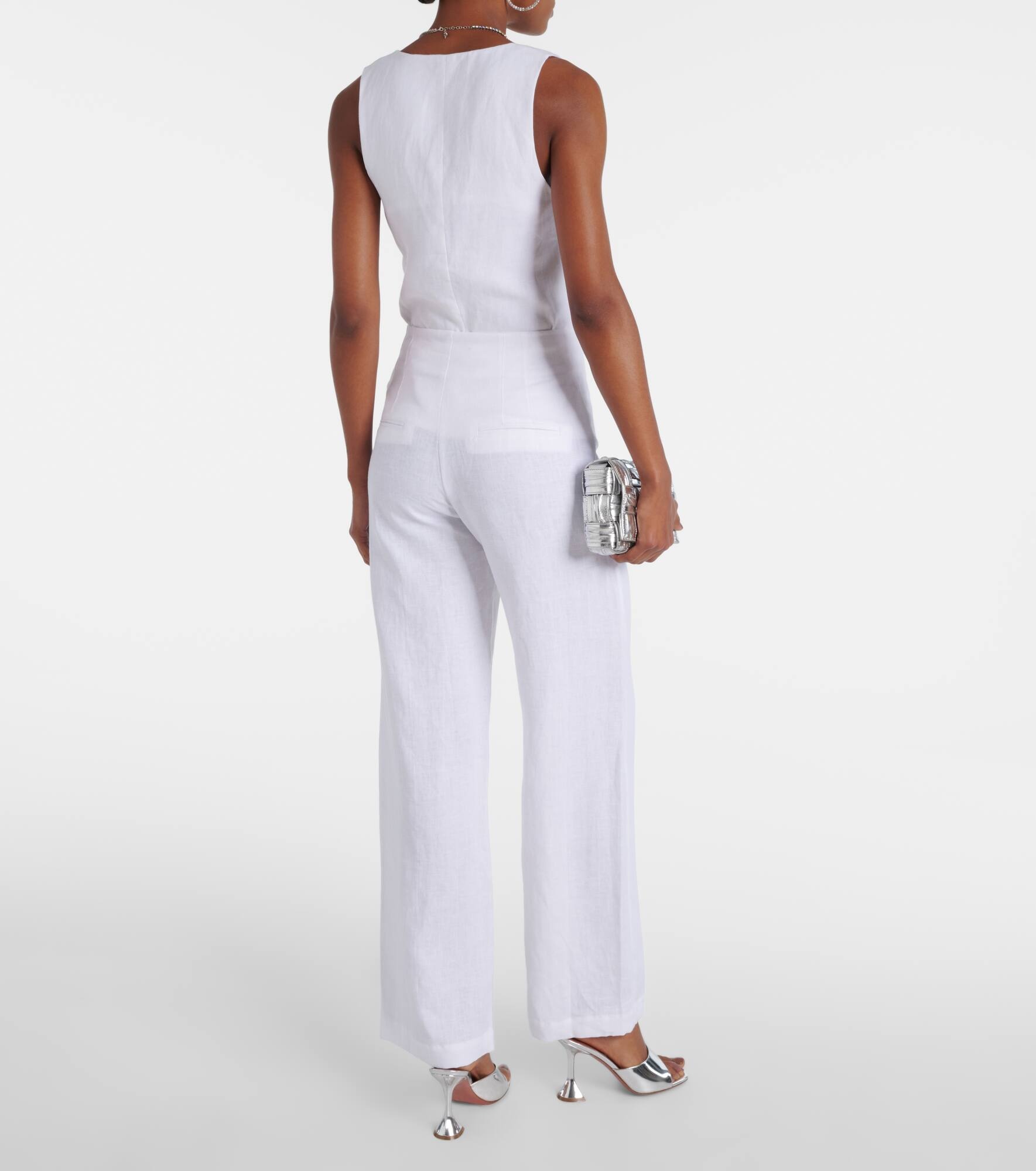 Isotta high-rise linen straight pants - 3