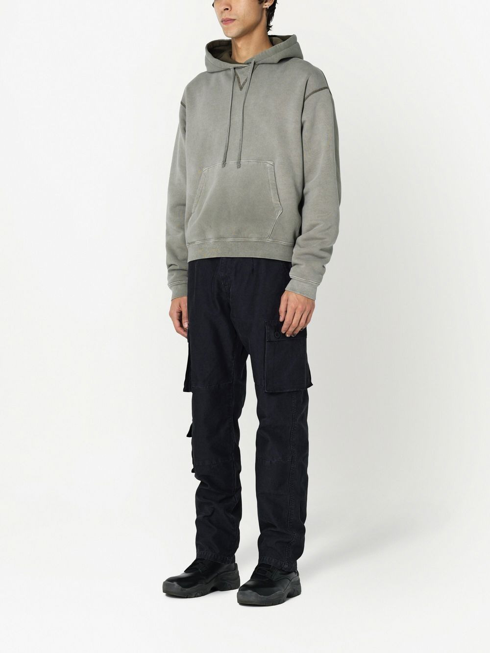 faded thermal-lined hoodie - 3