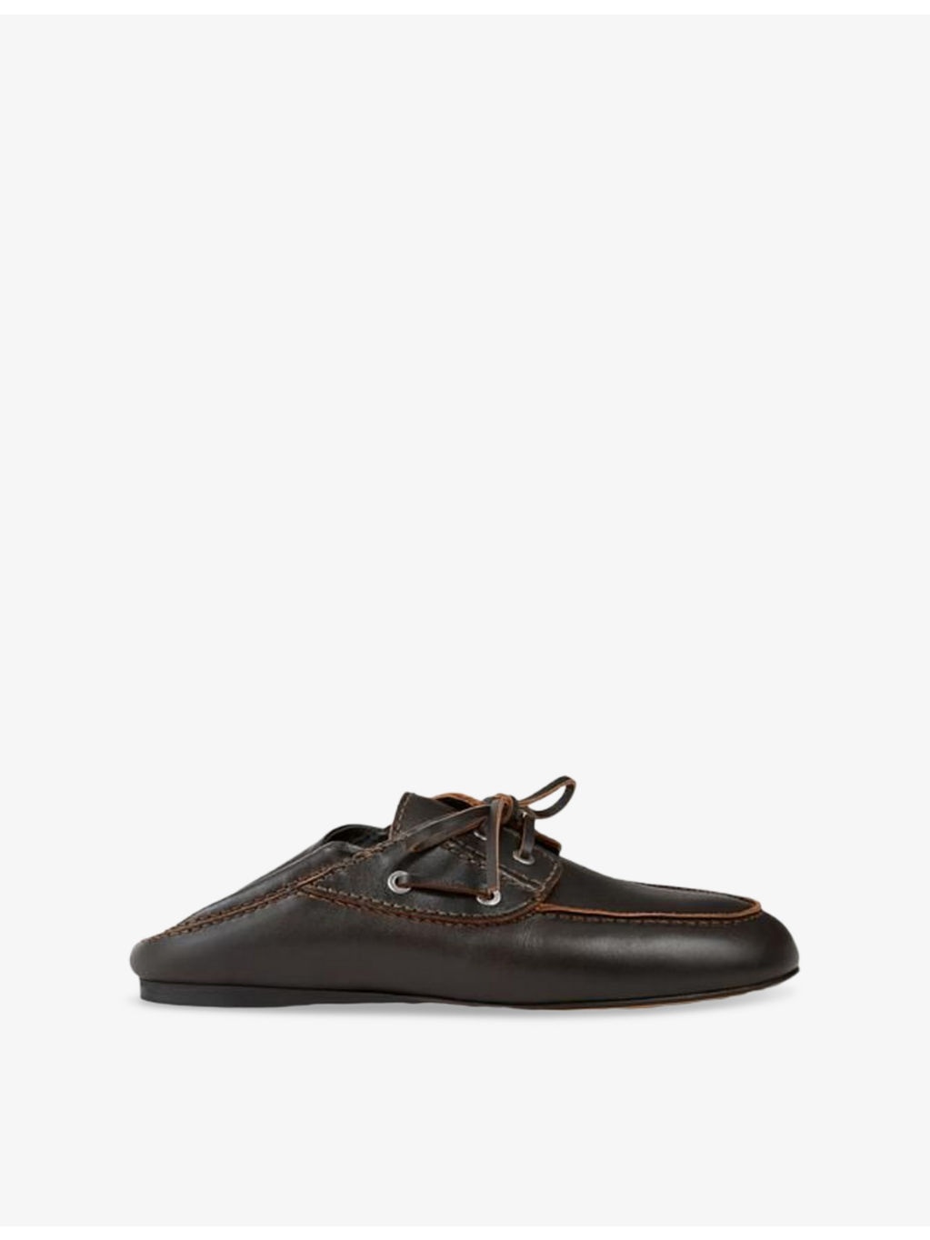 Contrast-Stitching Leather Loafers - 4