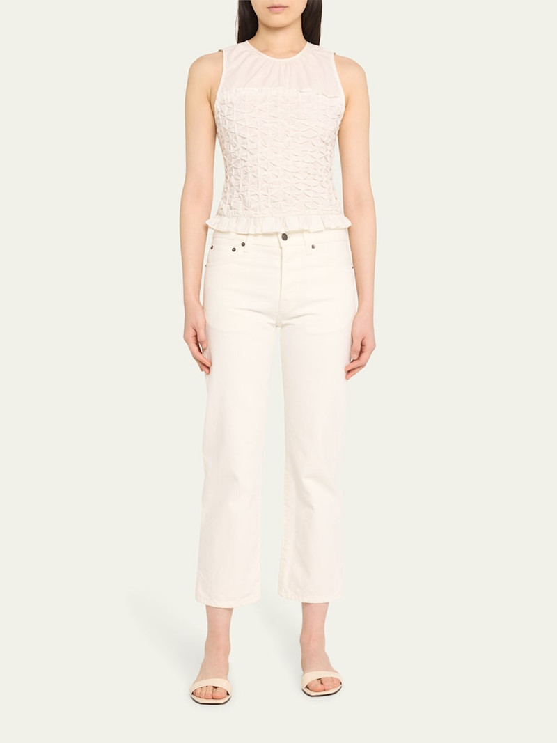 RAMY BROOK Paisley Textured Ruffle-Hem Blouse outlook