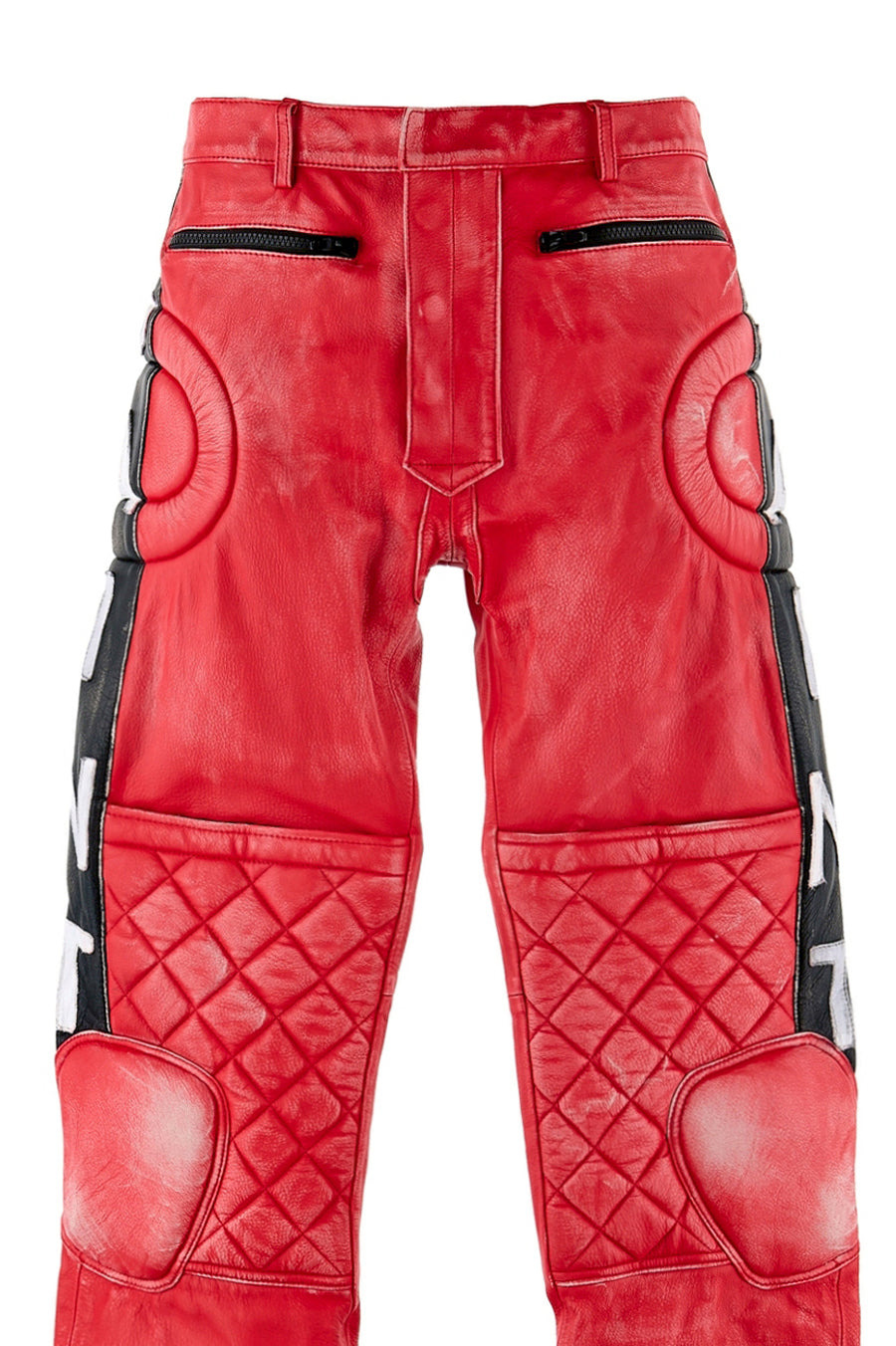 LEATHER PANTS/RACER / RED - 4
