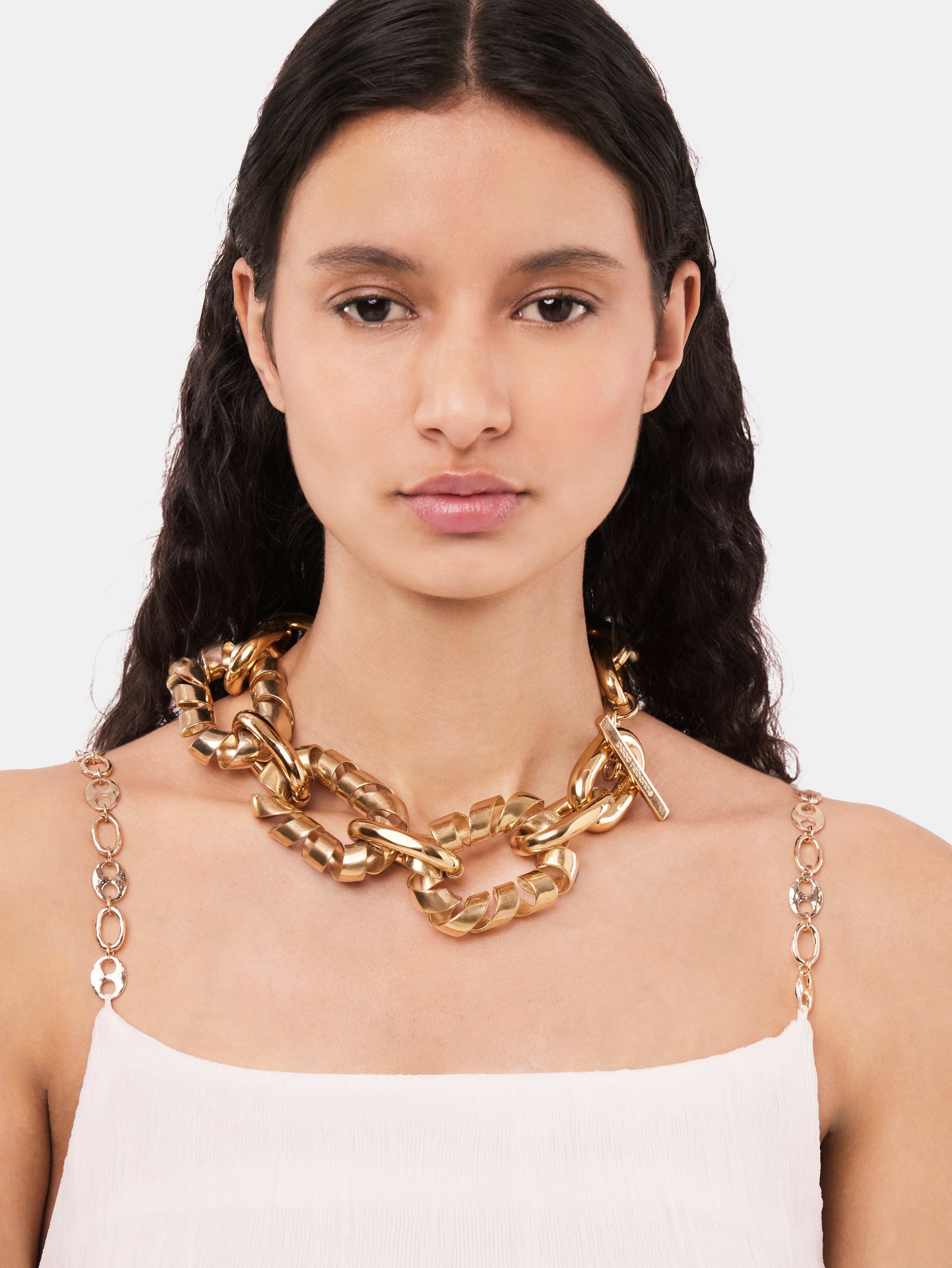 GOLD OVERSIZED XL LINK TWIST NECKLACE - 2