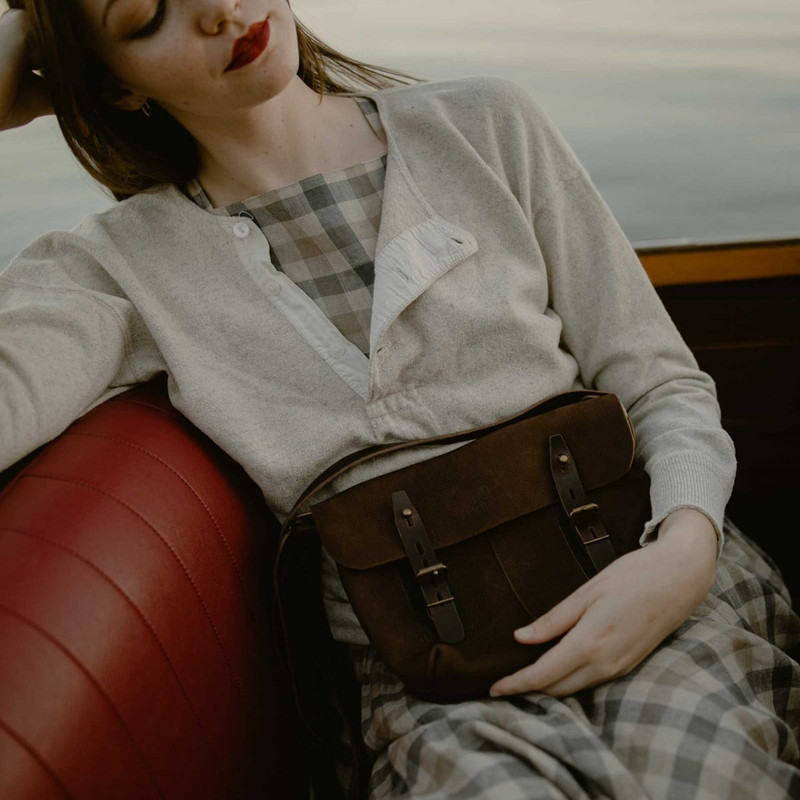 LOUIS SATCHEL BAG - AMBER BROWN 8