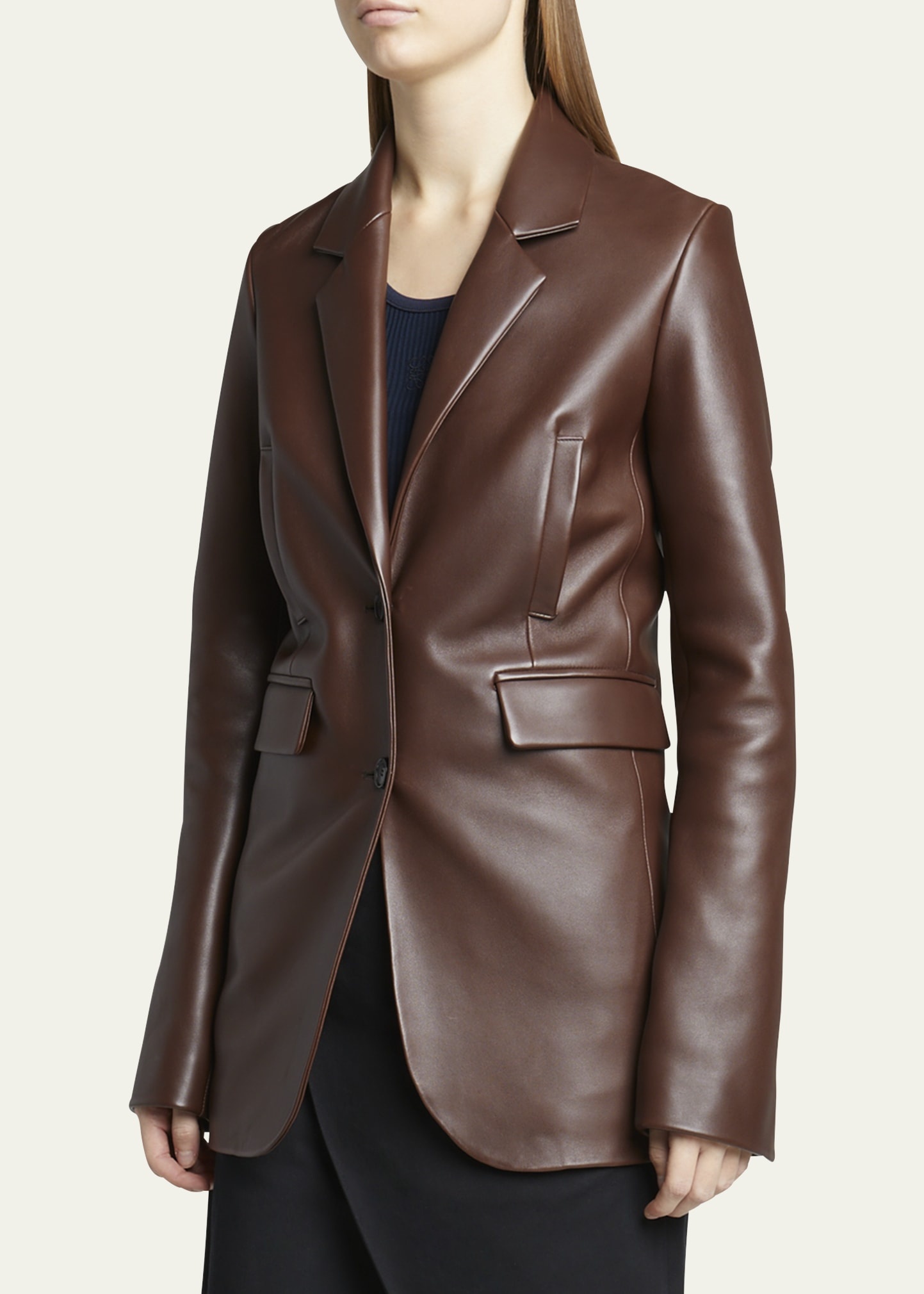 Tailored Leather Blazer - 4