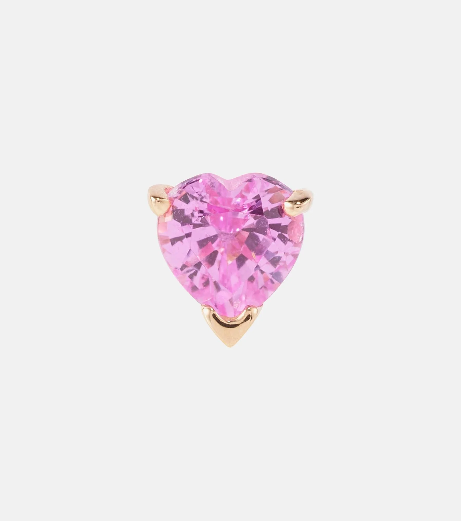 14kt rose gold single earring with pink sapphire - 1