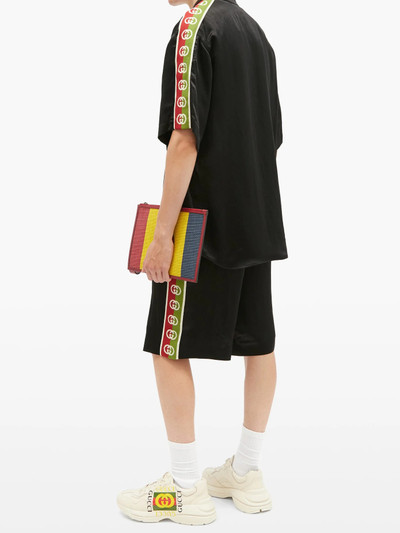 GUCCI Logo-jacquard striped satin shorts outlook