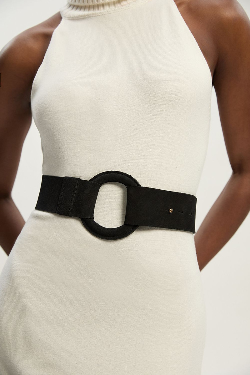 Suede Ring Detail Chunky Belt 1