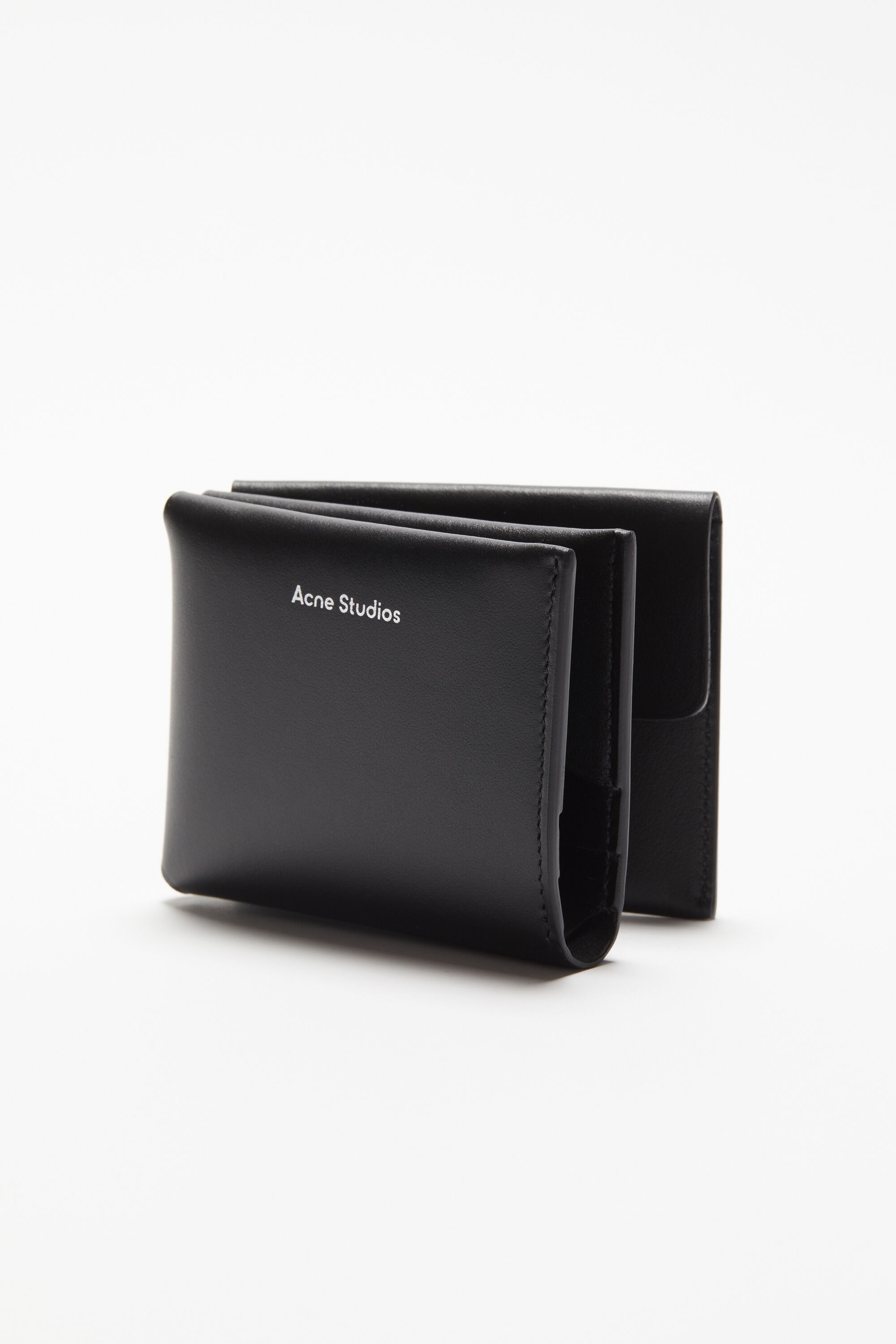 Leather trifold wallet - Black - 3