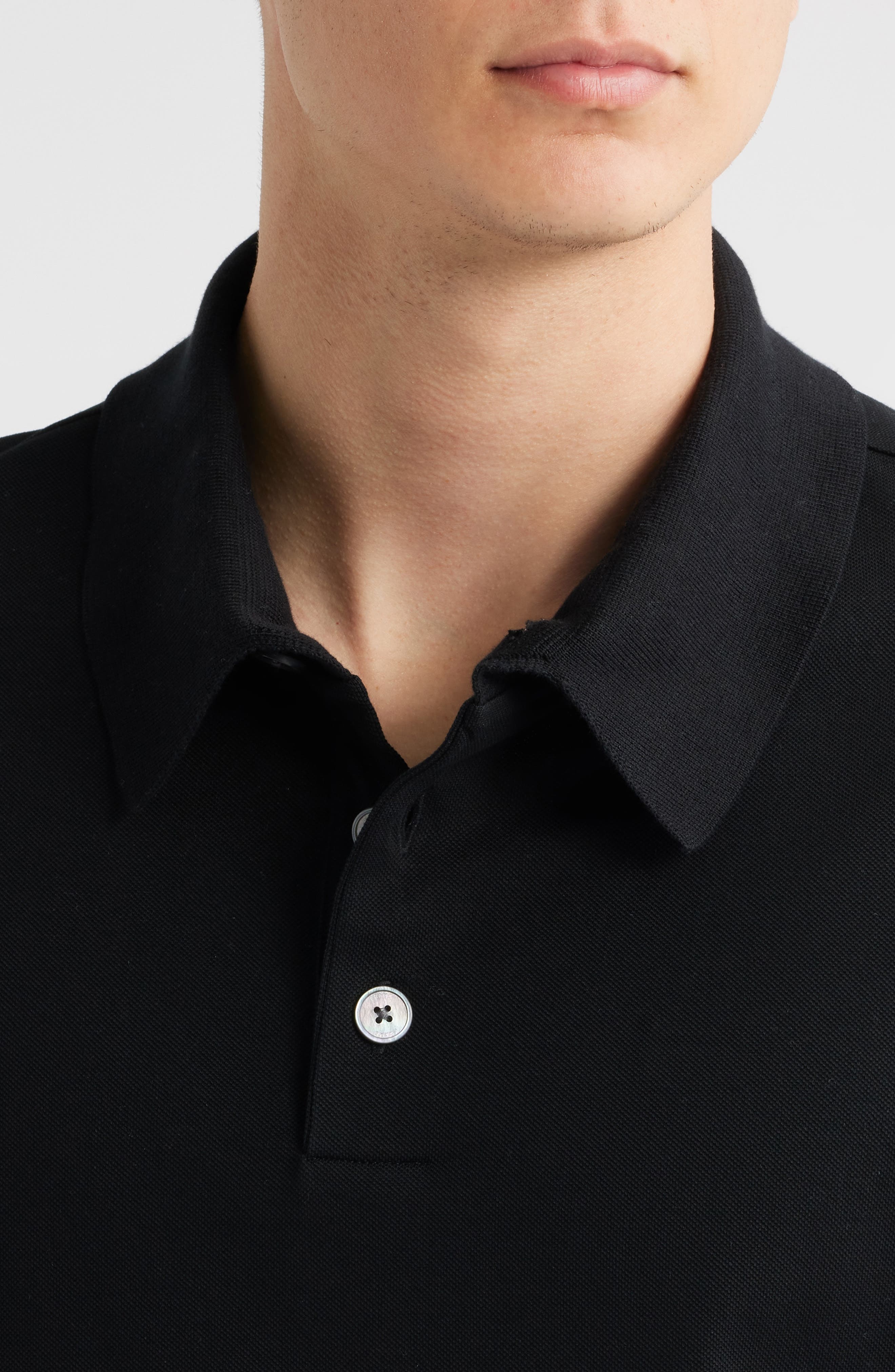 FRAME Silk & Cotton Polo in Black at Nordstrom - 4
