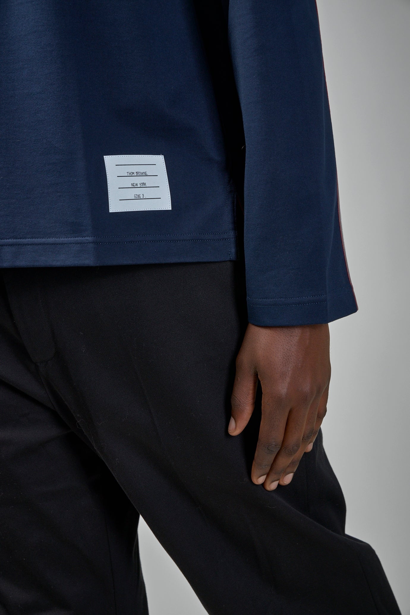 Oversized Long Sleeve Tee W/ RWB Knit Trim - 4