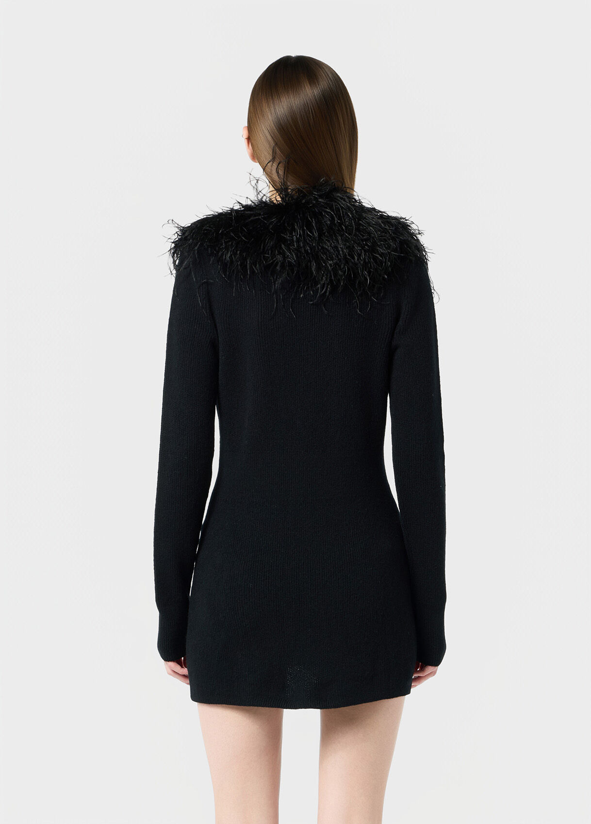 WOOL CARDIGAN WITH FEATHER COLLAR - 3