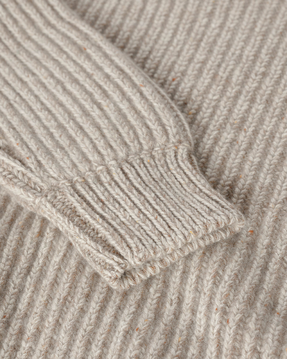 Ribbed Donegal Cashmere Cream Jumper - 6