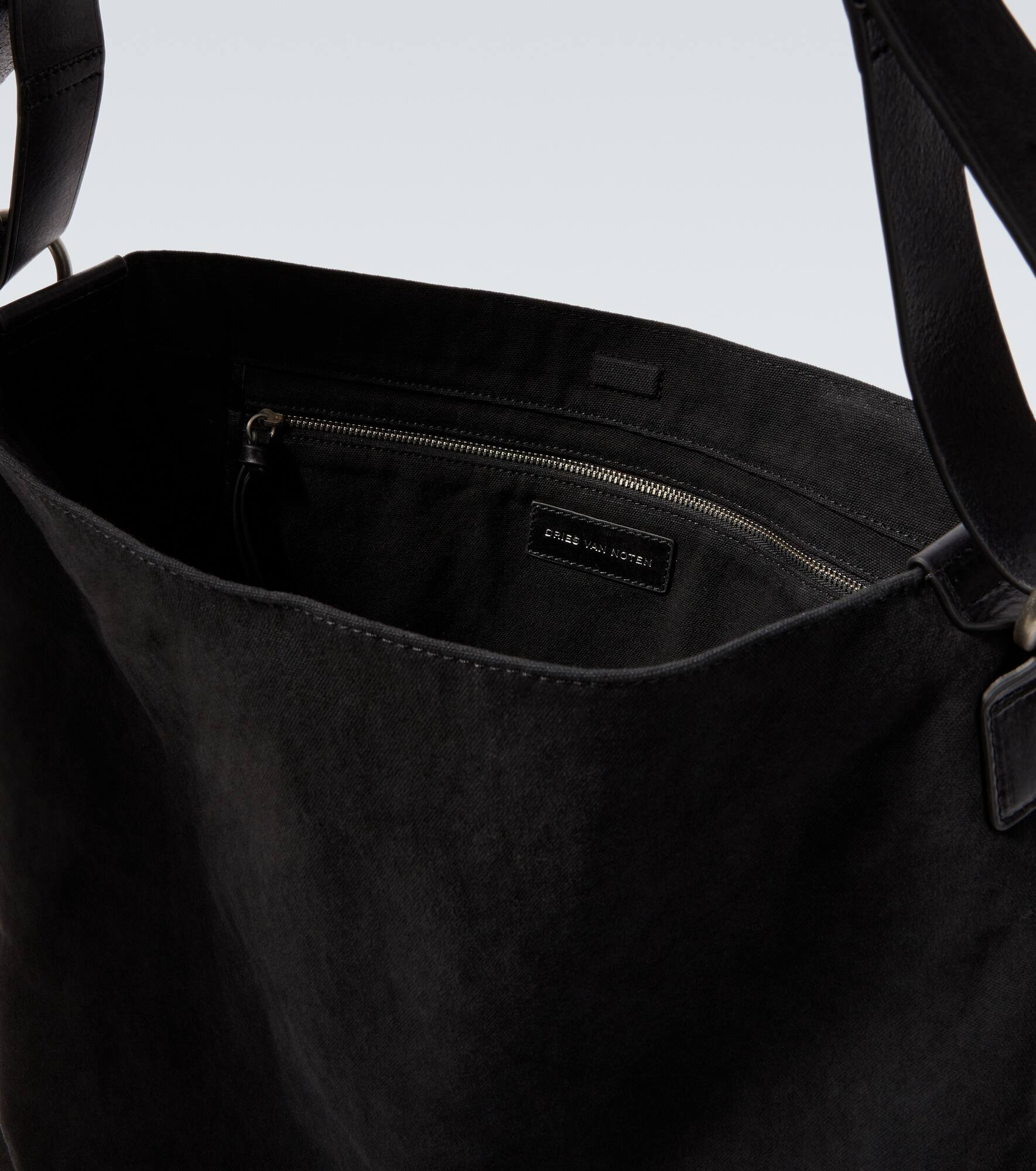 Leather-trimmed canvas shoulder bag - 4