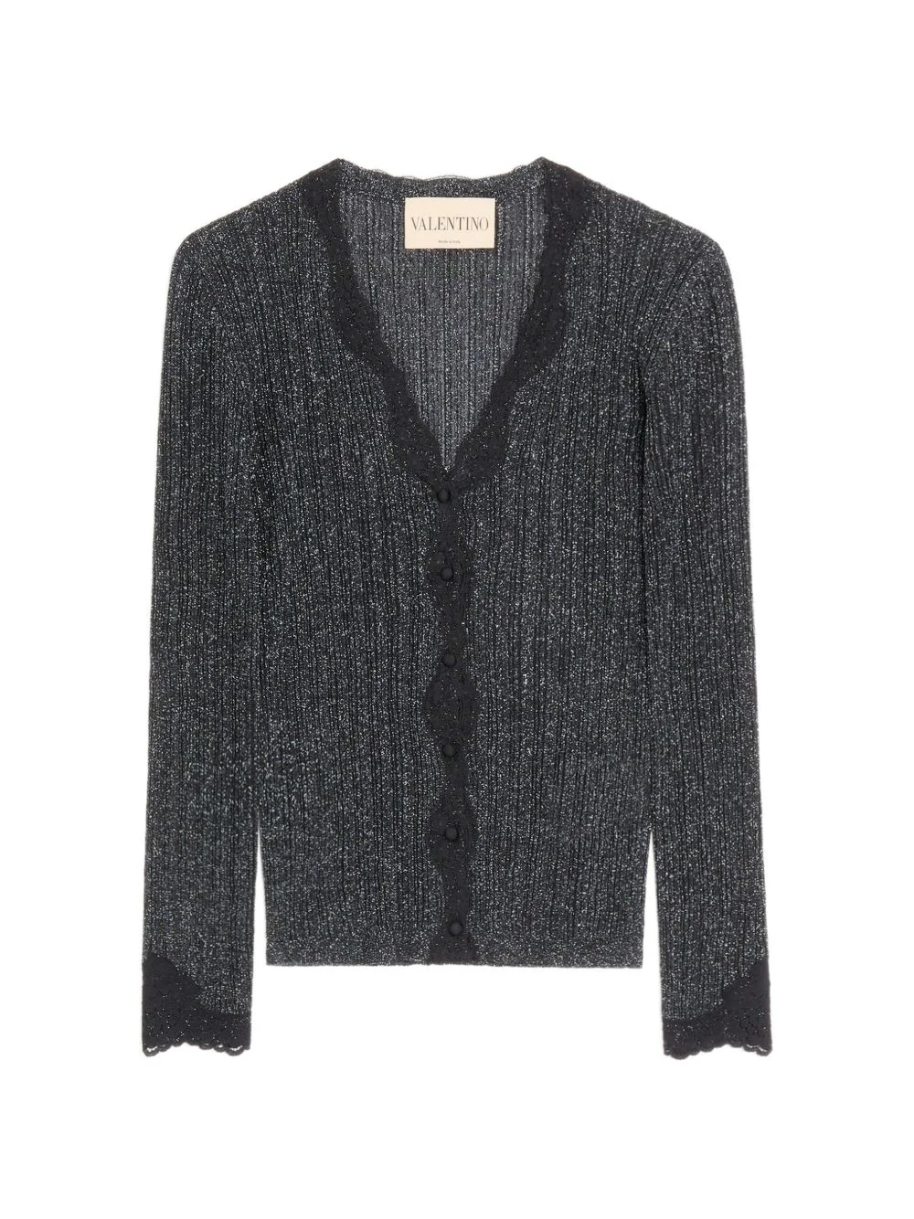 Lurex Knit Cardigan With Lace - 1