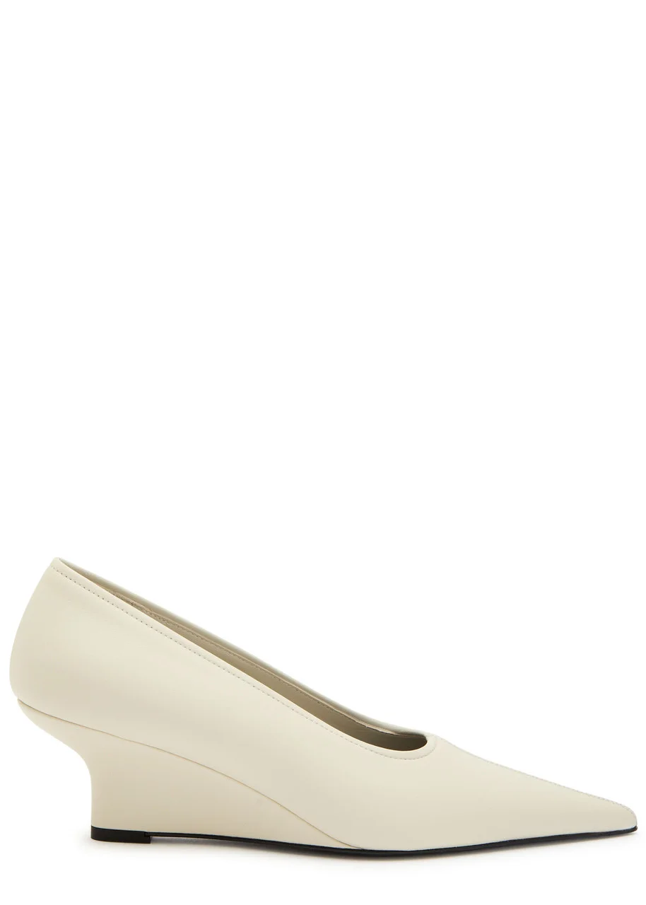 Toteme Pointed Nappa Leather Wedge Pumps - 1
