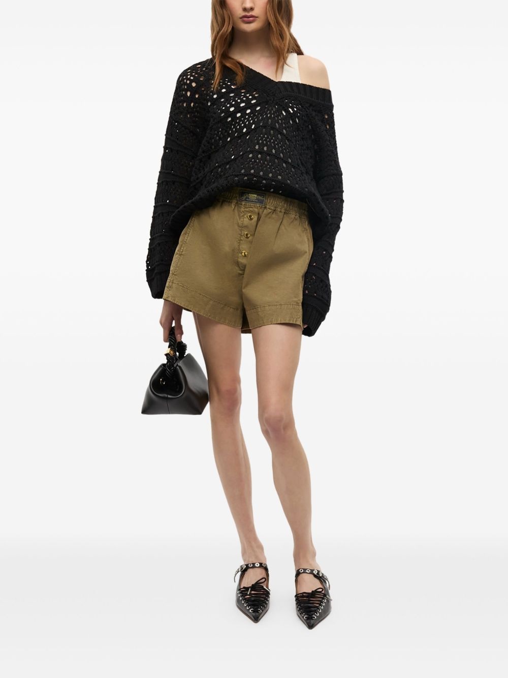 washed cotton shorts - 2