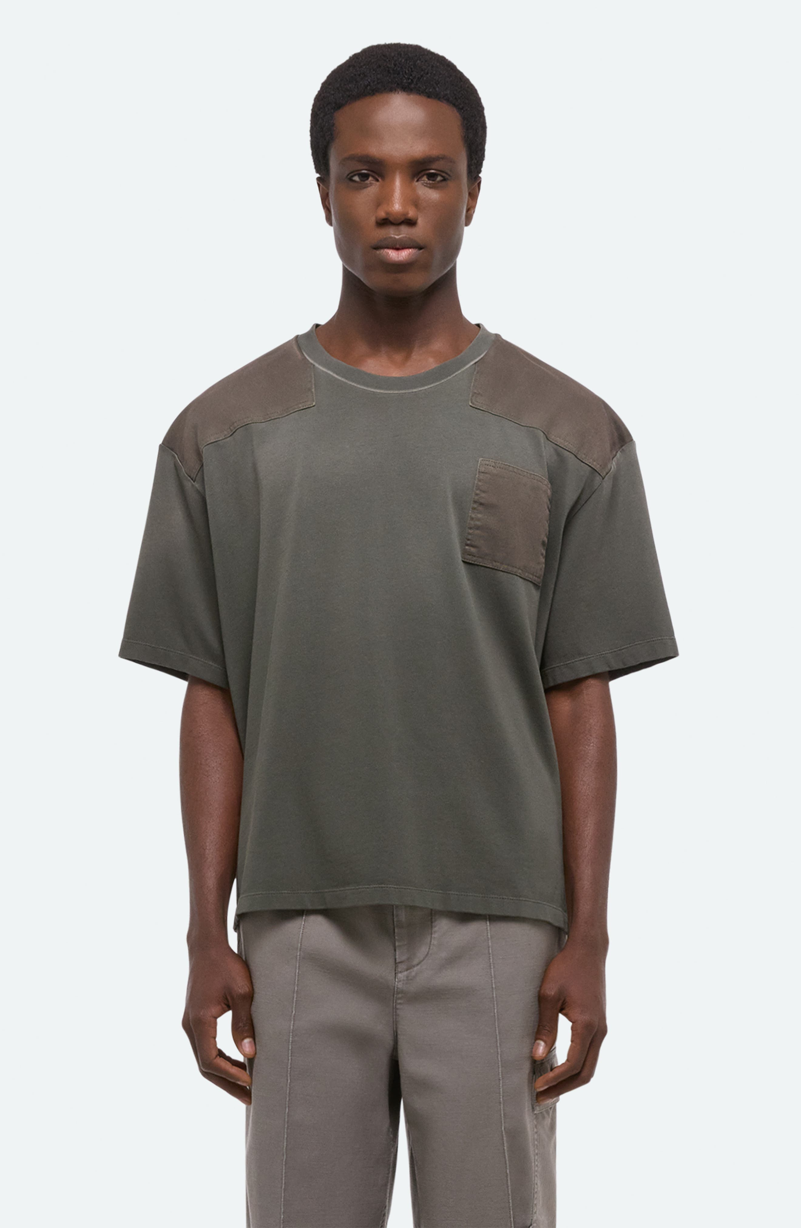 Helmut Lang Patch Cotton T-Shirt in Moss - 6