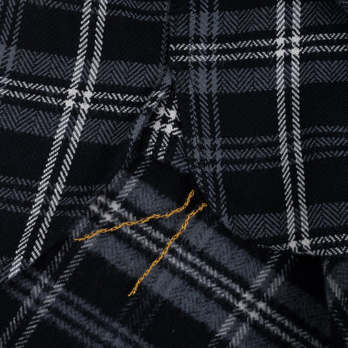 Ultra Heavy Flannel Herringbone Check Work Shirt - Black - 12