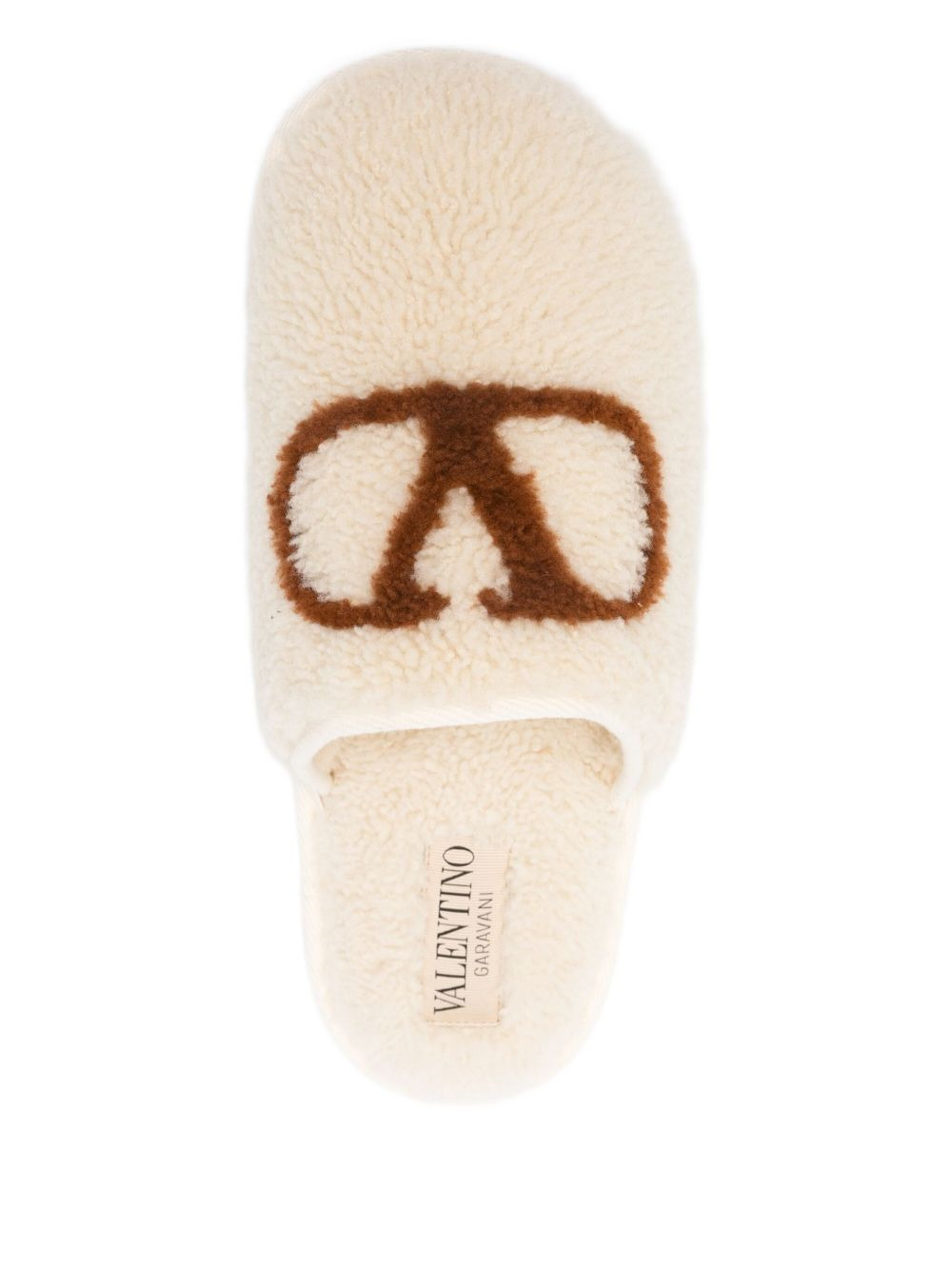 logo-embroidered shearling slippers - 4