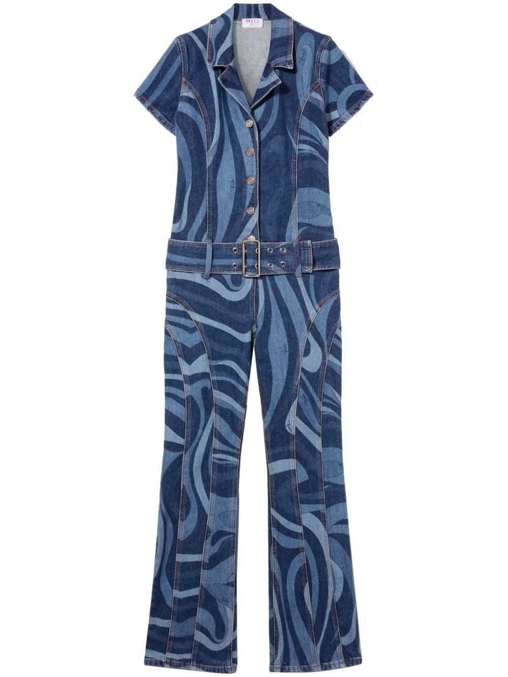 Marmo-print denim jumpsuit - 1