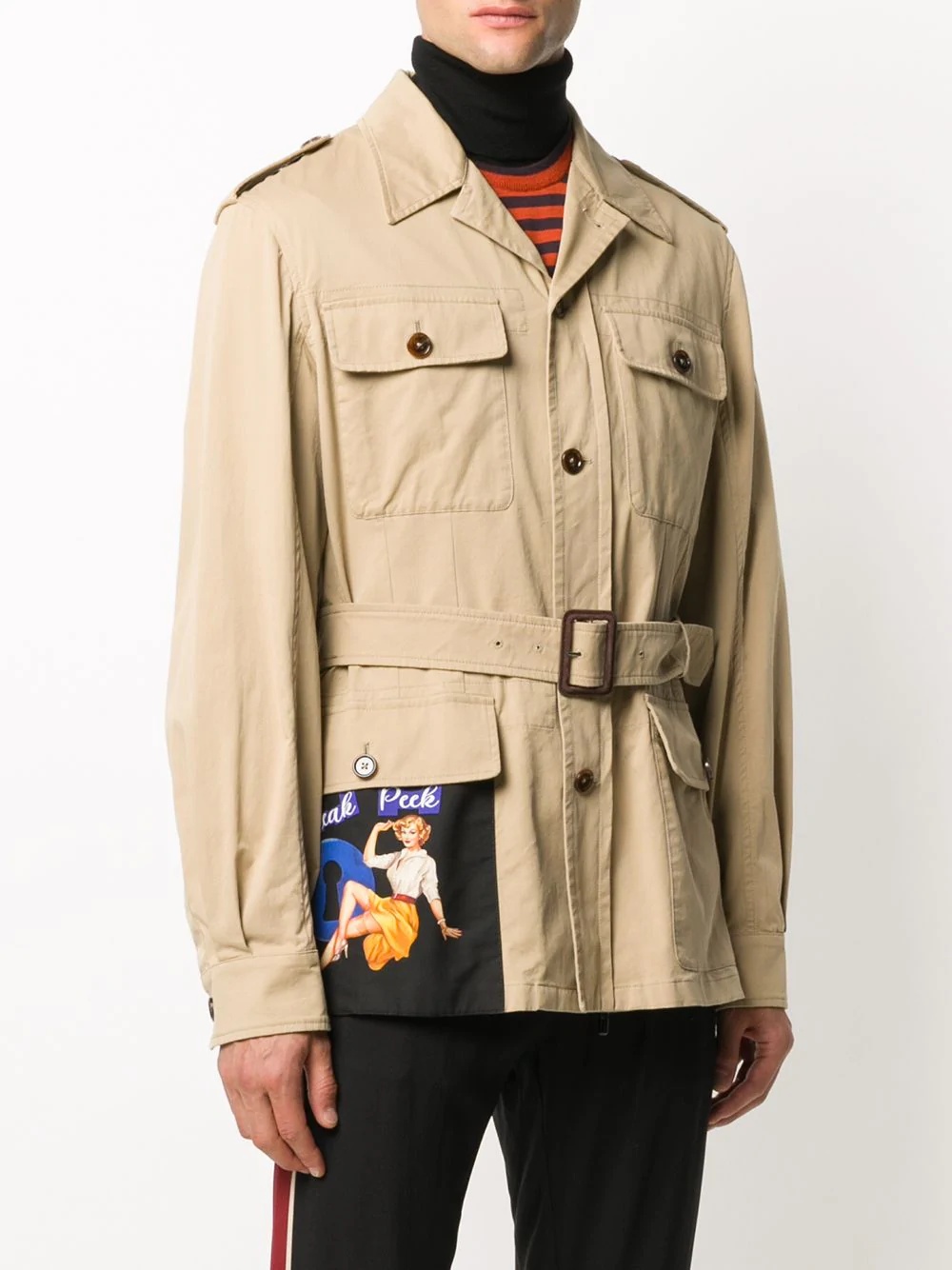 graphic print safari jacket - 3