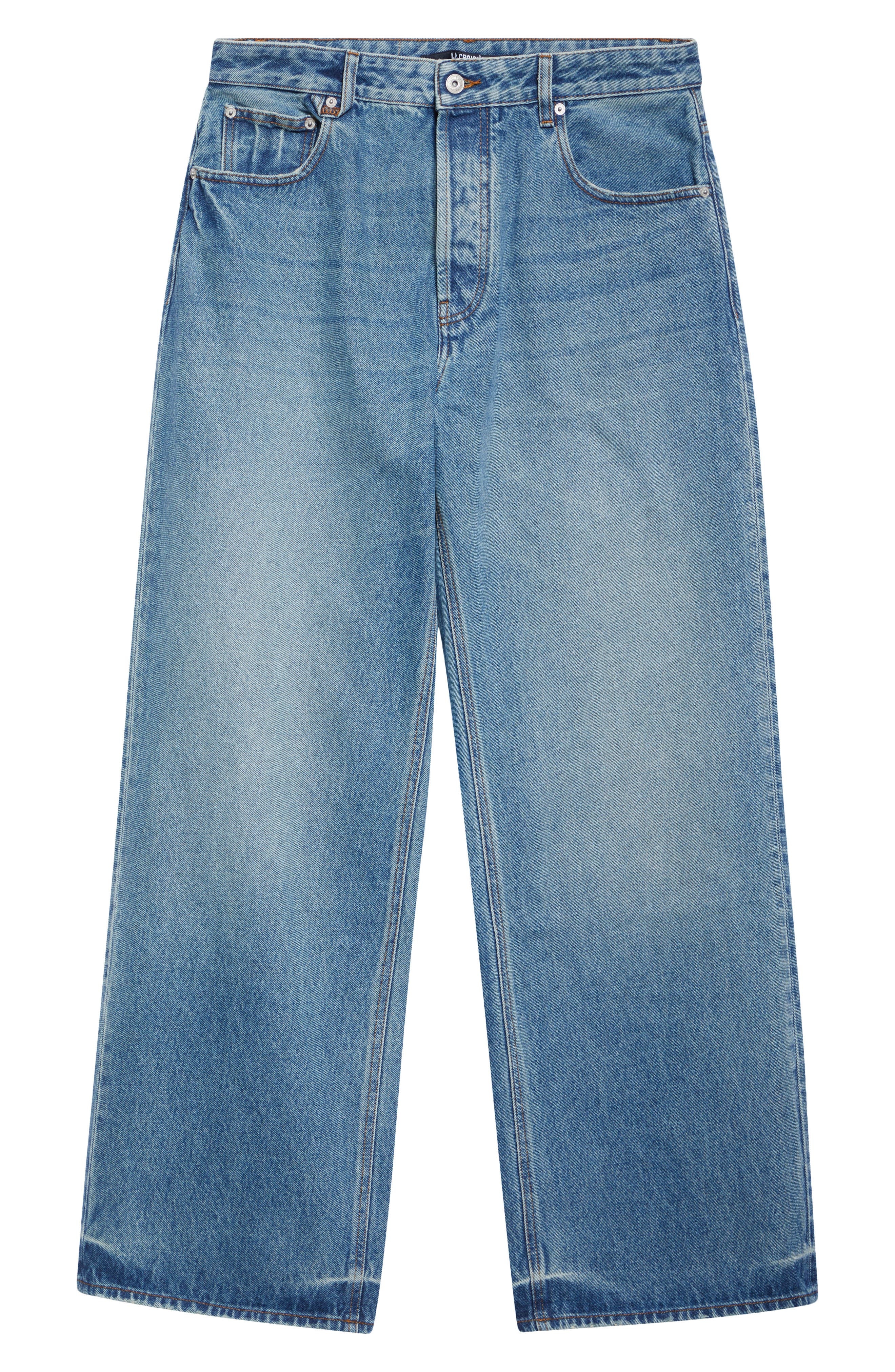Jacquemus Le De-Nîmes Large Straight Leg Jeans in Blue/Tabac at Nordstrom - 6
