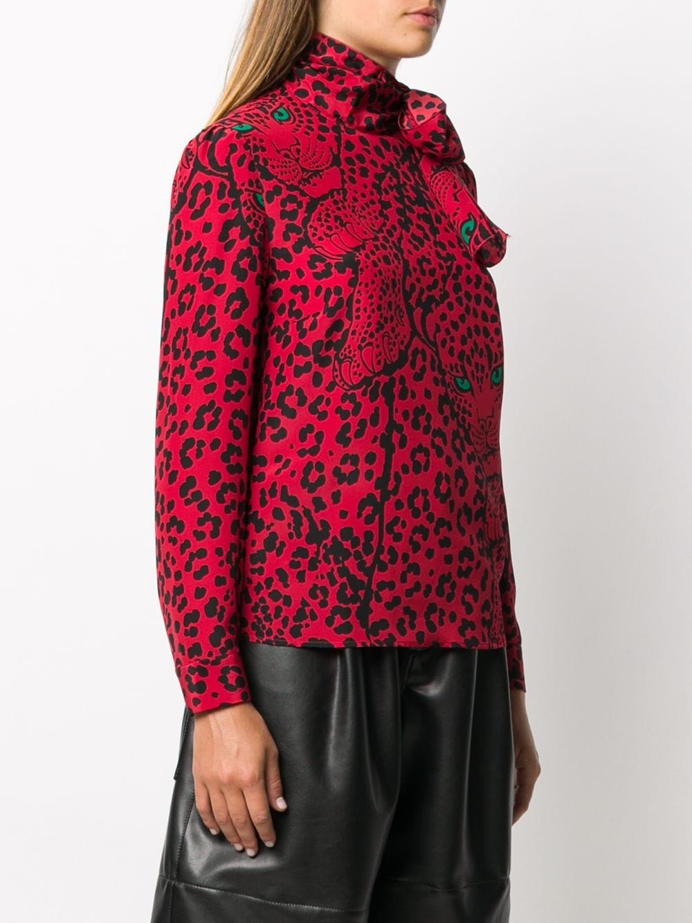 Leo Panther scarf-neck top - 3