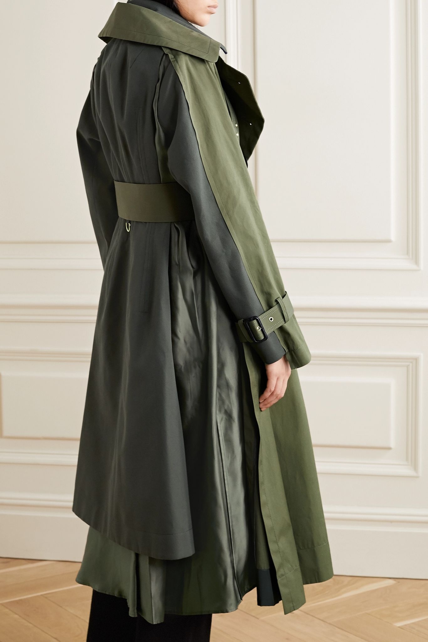 Paneled cotton-gabardine and wool-blend trench coat - 4