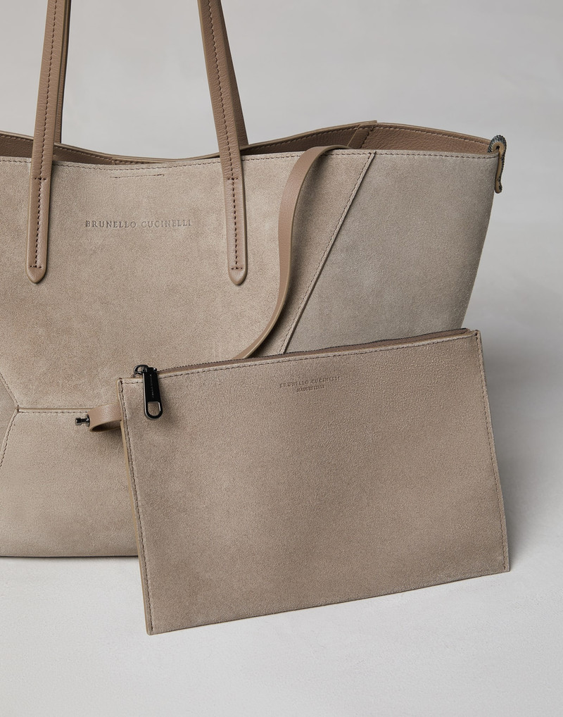 Suede shopper bag with monili 5