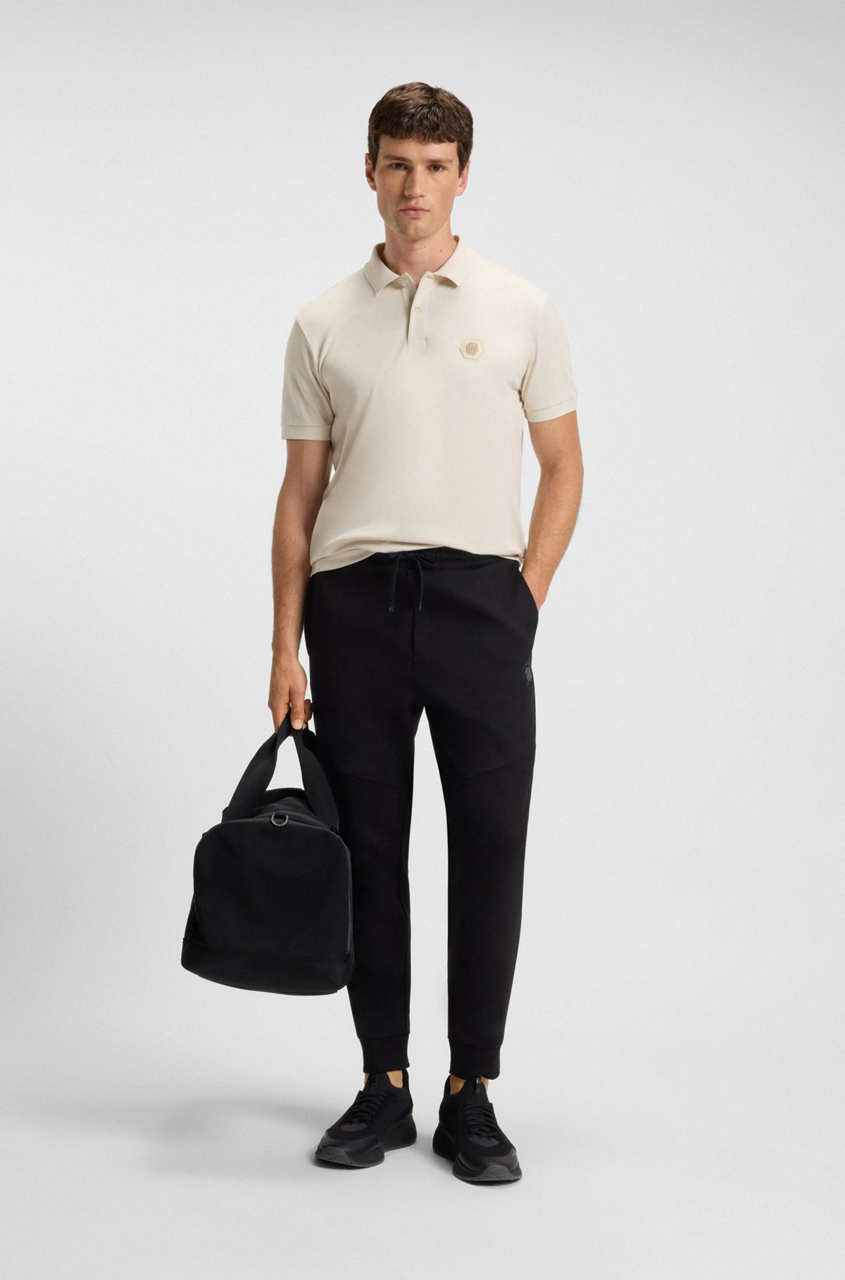 PIMA-COTTON POLO SHIRT WITH DOUBLE B MONOGRAM - 4
