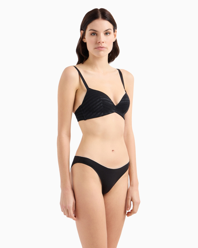 ASV padded triangle bra in recycled bonded mesh with all-over logo lettering 2