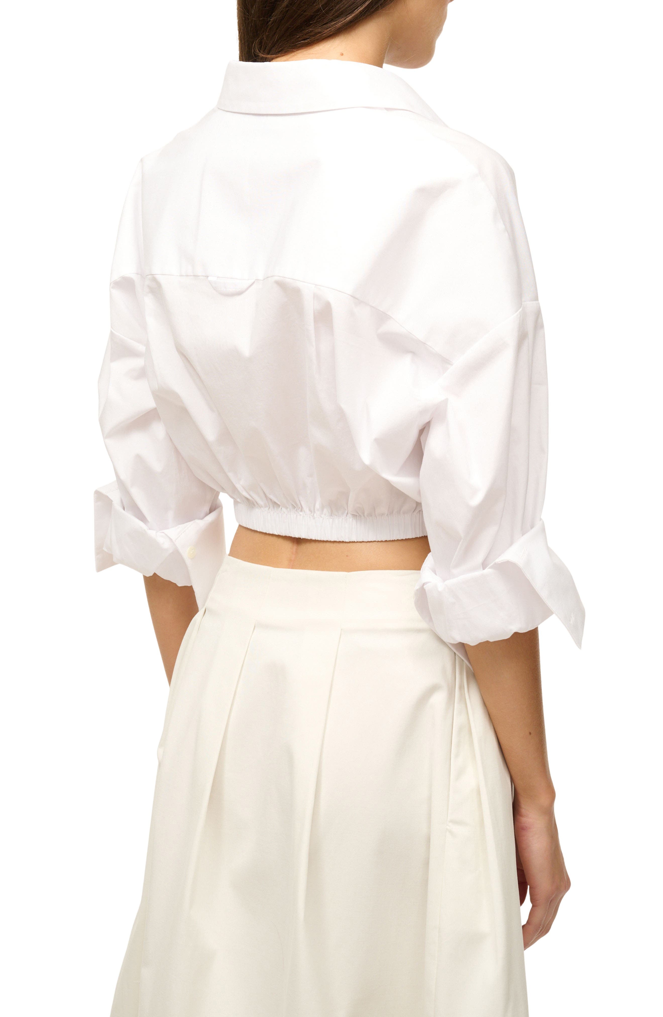 STAUD Lisa Tie Front Shirt in White at Nordstrom - 2