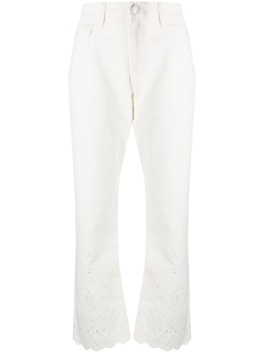Noemie eyelet-embroidered straight jeans - 1