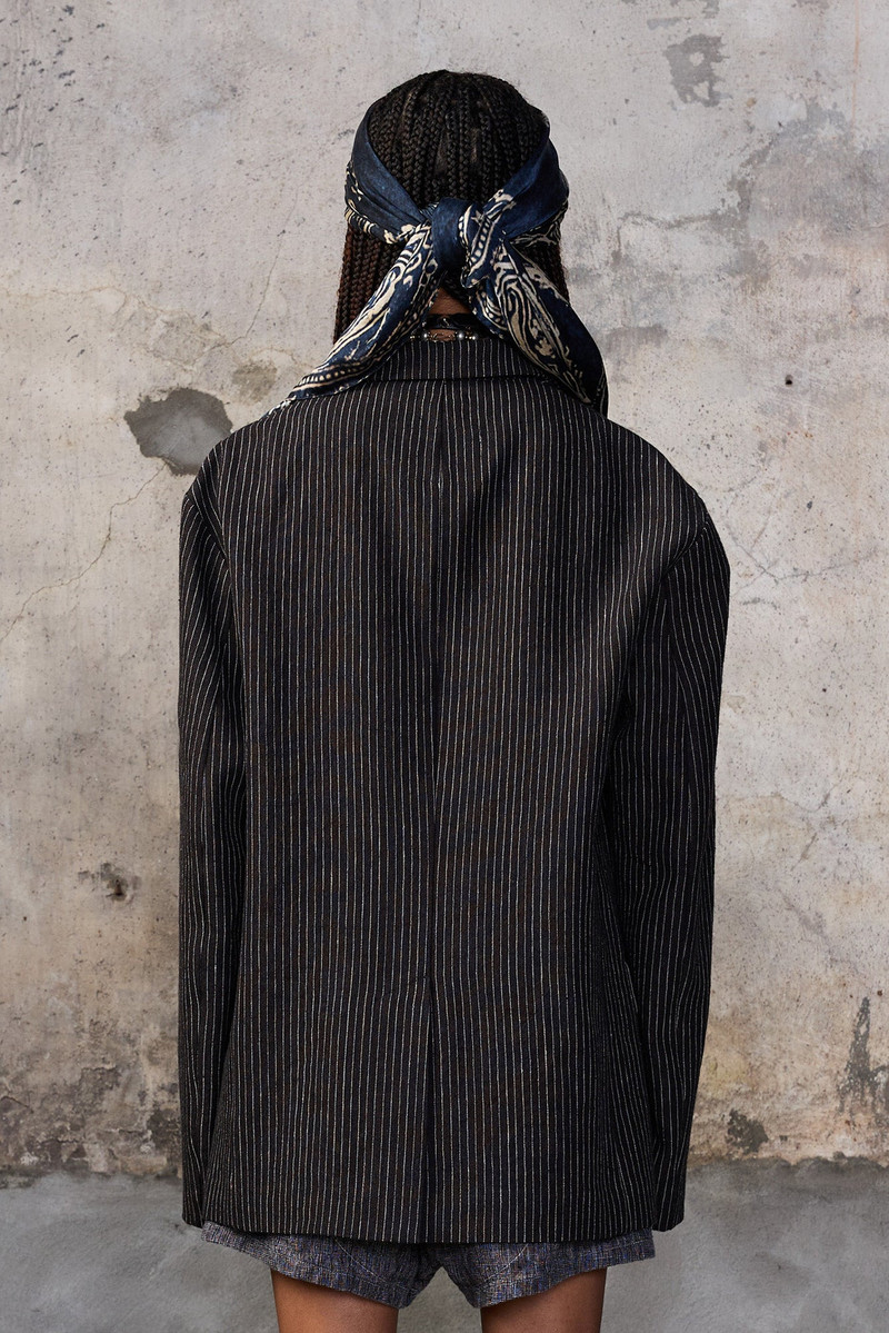 DOUBLE-BREASTED PEAK LAPEL RAGGED BLAZER 5