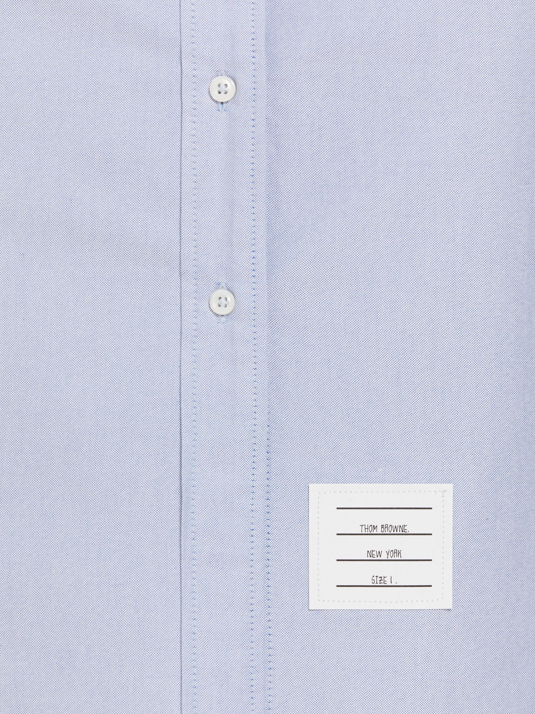 Light Blue Oxford and Fine Merino Wool V-Neck Pullover Combo Shirtdress - 5