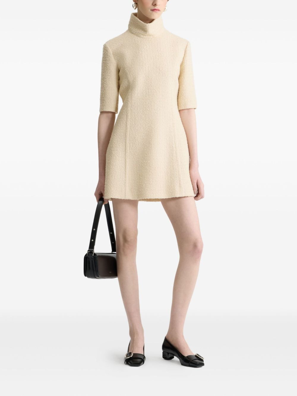 high-neck tweed mini dress - 2