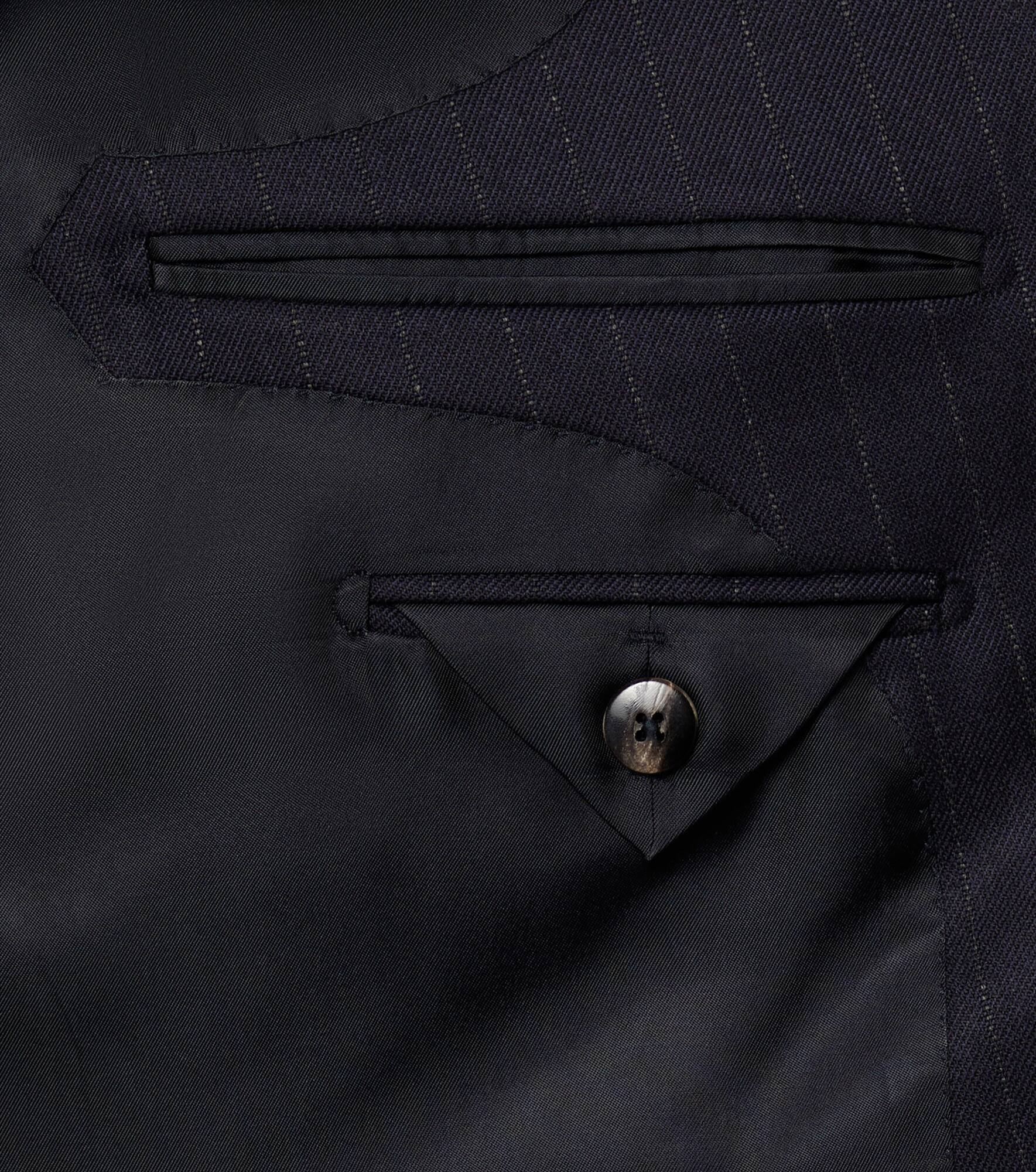 Pinstripe double-breasted wool blazer - 8