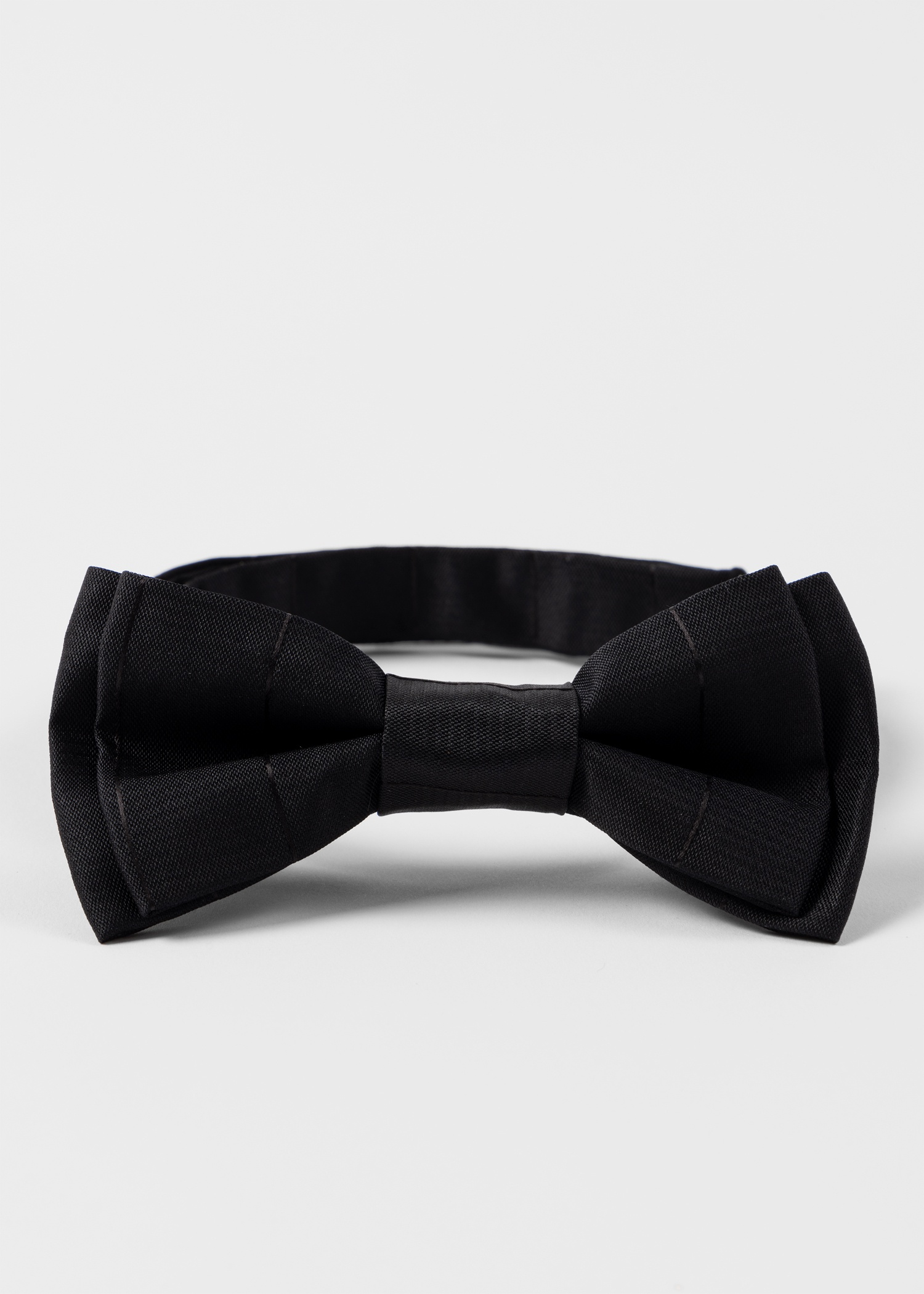 Black Pre-Tied Silk Tonal Stripe Bow Tie - 3