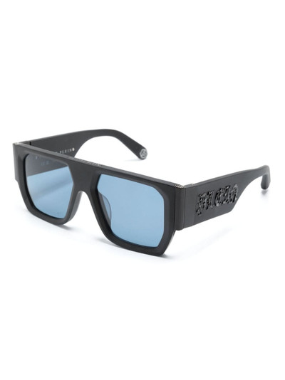 PHILIPP PLEIN logo-embossed rectangle-frame sunglasses outlook