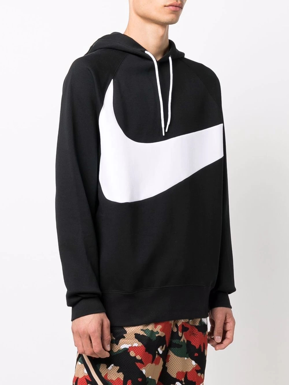 Swoosh-logo cotton hoodie - 3